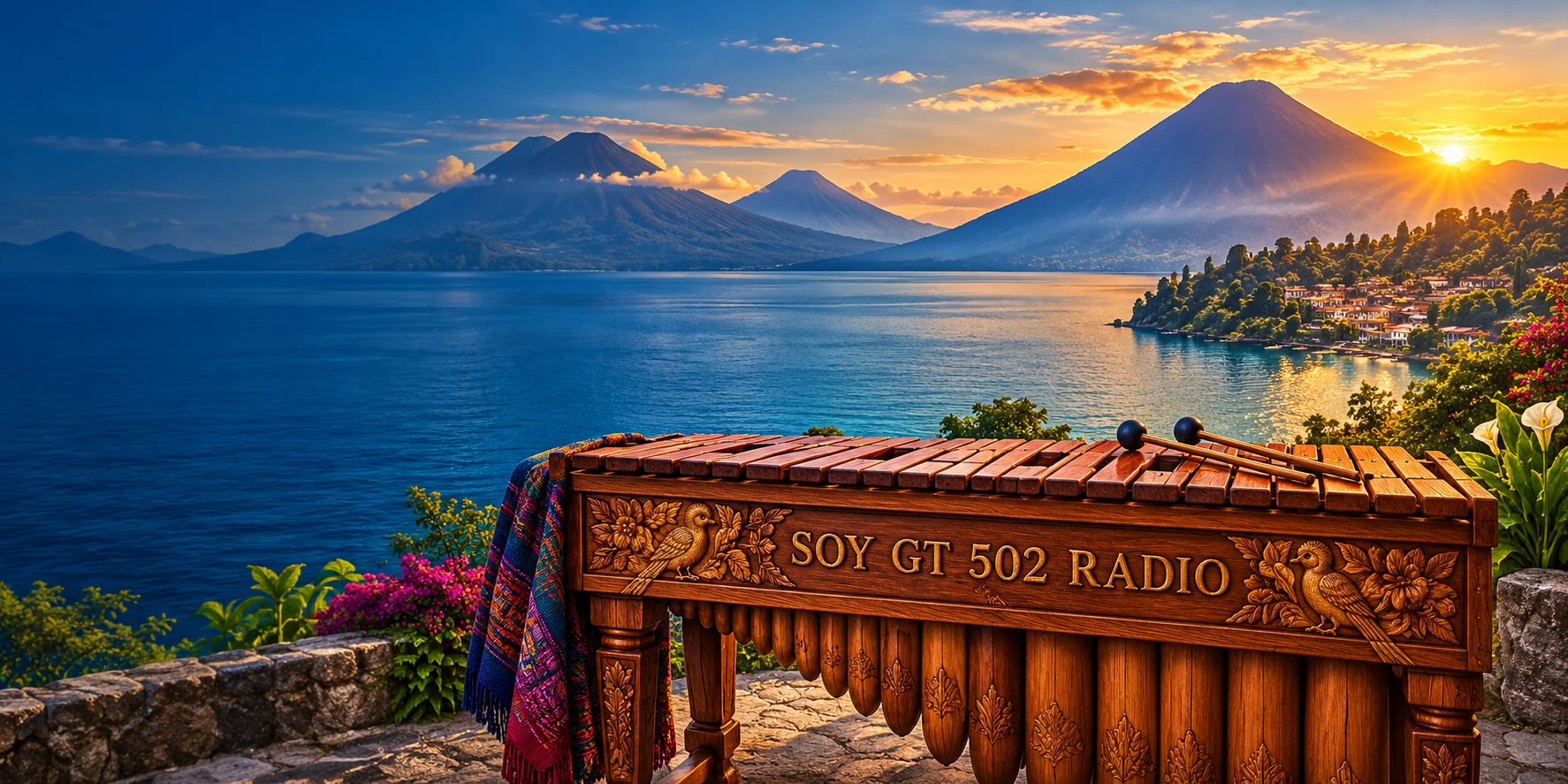 Paisaje de Guatemala y marimba de Soy GT 502